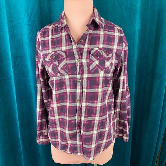 Merona Tops - Merona Plaid Button Up Long Sleeve Shirt Purple